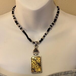 Laura Ashley Black and Gold Beaded Necklace
